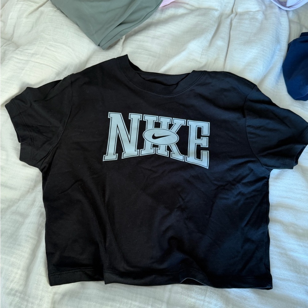 Nike Black Tee with White Logo Print